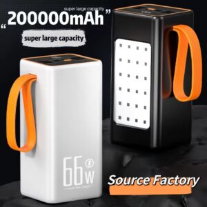 200000mAh Power Bank 66W Fast Charging with LED Light
